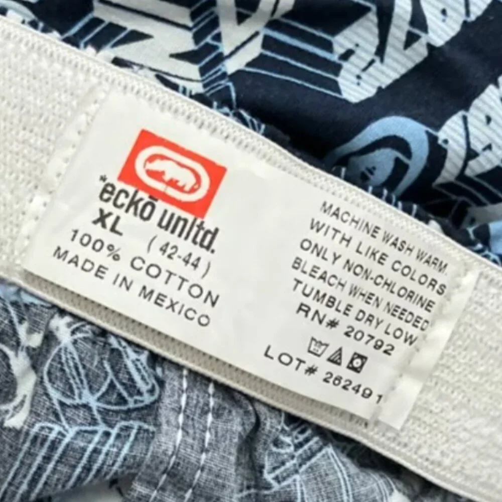 New NOS Y2K 00s Vintage Ecko Unltd. Men's XL 42-44 Blue Logo Cotton Boxer Shorts